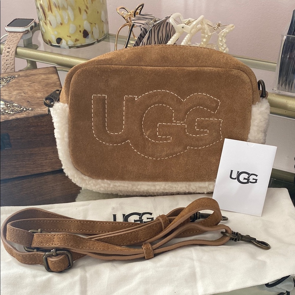 UGG Tan Suede & Sherpa Crossbody Bag